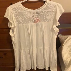 White flare shirt. Size large